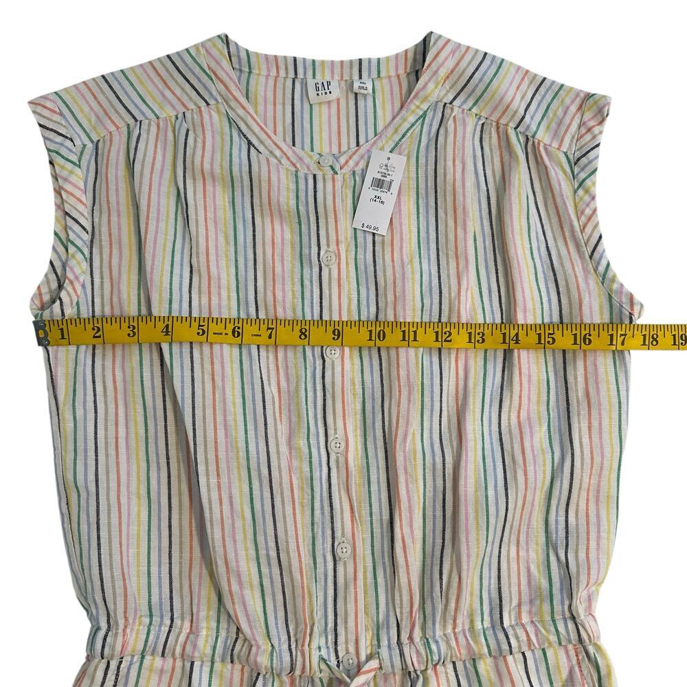 NWT Gap Girls Linen Blend Rainbow Striped Romper Shorts XL 14/16 - Picture 4 of 8